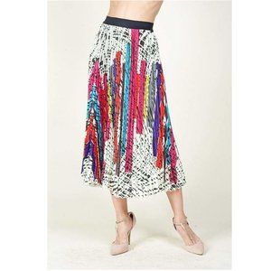 Eva Franco Multi Color Pleated Midi Dress